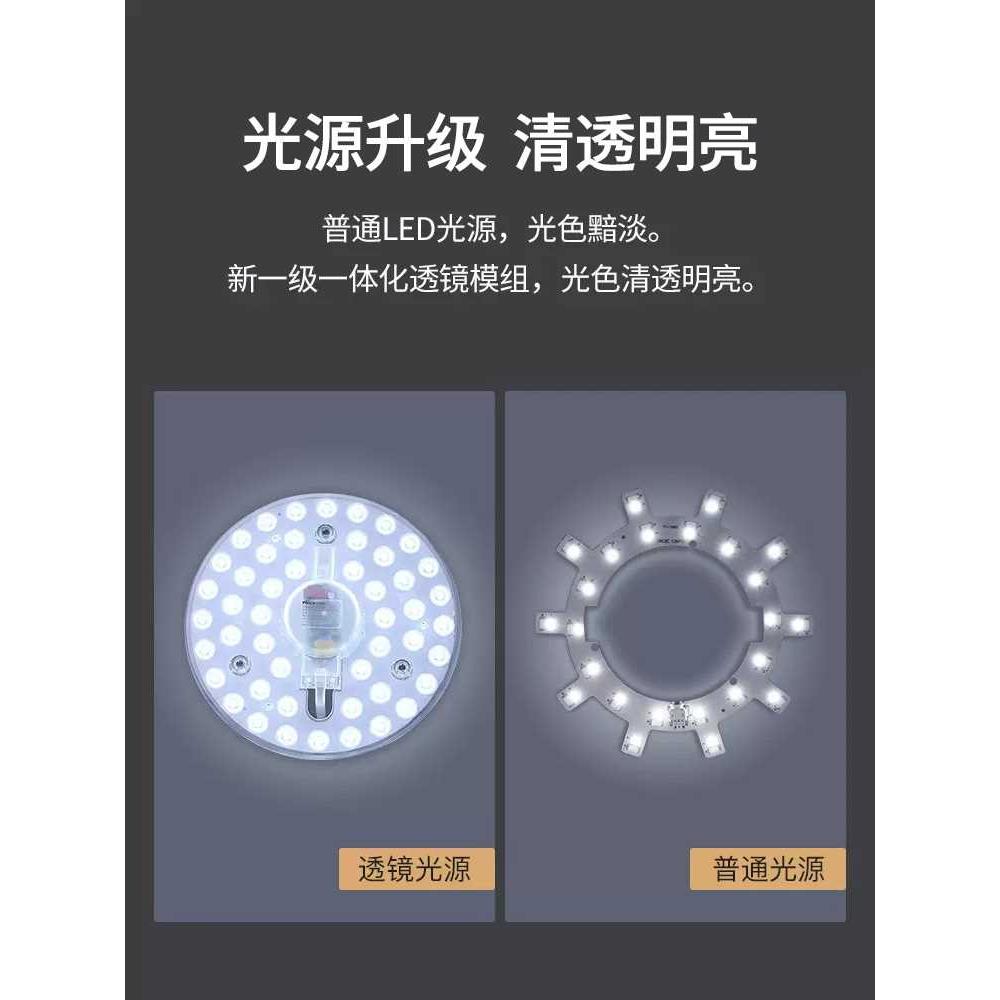 雷士led客厅吸顶灯灯芯替换圆形厨房卧室房间磁吸三色灯珠粒阳台