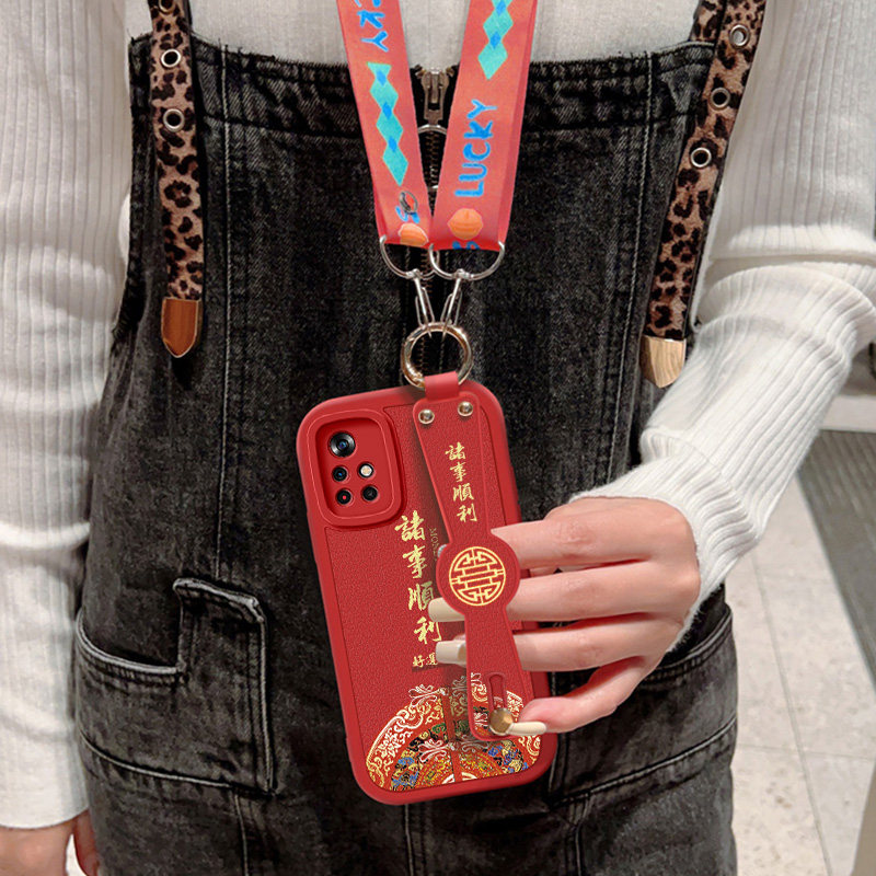 适用小米红米note11手机壳防摔Redmi硅胶软边note11pro斜挎腕带+镜头全包保护套Note11r中国风背带挂绳新年款,淘宝优惠券,粉丝福利购,淘宝优惠卷