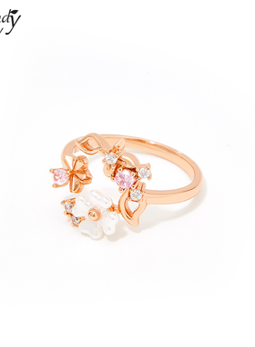 Sundyhoney水钻戒指花朵设计感