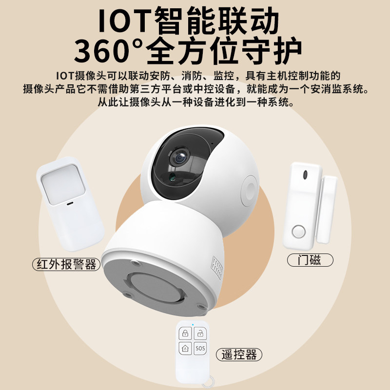 家用网络摄像机红外线感应商铺连手机防盗监控一体机门磁报警监控