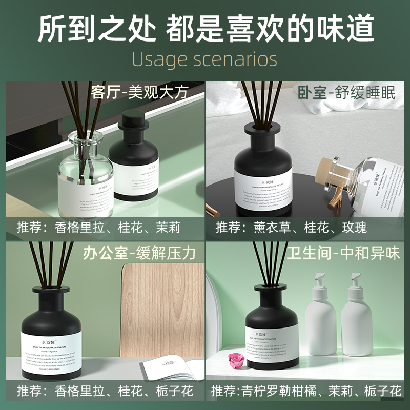 4瓶|栀子花香薰家用室内持久留香卧室淡香水卫生间除臭空气清新剂