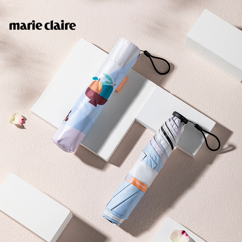 法国marieclaire 高颜值超轻遮阳伞女防晒防紫外线便携晴雨太阳伞