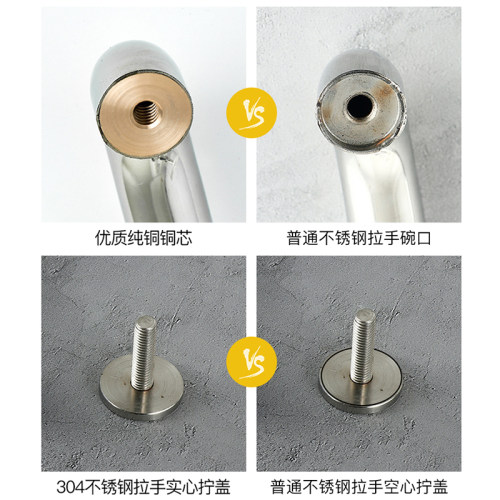 浴室玻璃门拉手淋浴房卫生间移门L型双面把手加厚304不锈钢铜芯 - 图0
