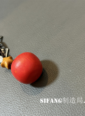 苹果红色木质五角星创意车钥匙扣链条手机壳挂件包包挂饰气质