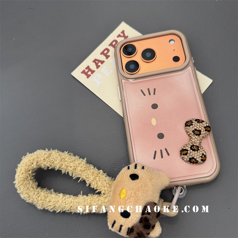 小猫皮质蝴蝶结立体适用iPhone17ProMax手机壳15/14/16Pro套16Pm壳15PM壳 - 图2