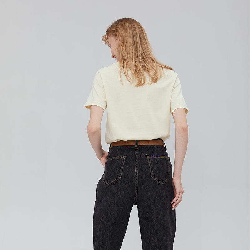 美式复古正肩t恤女小个子短袖2024年新款夏季纯棉姐妹闺蜜装半袖