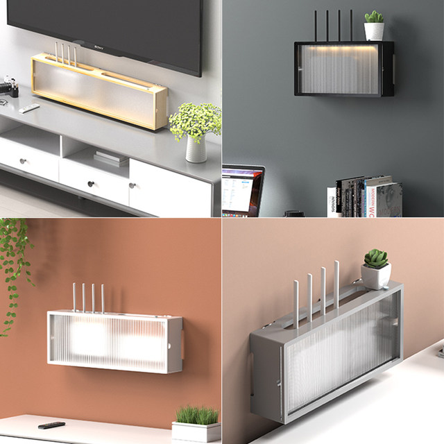 Wifi router storage box wall-mounted TV set-top box light cat cover decoration cabinet socket wire finishing box