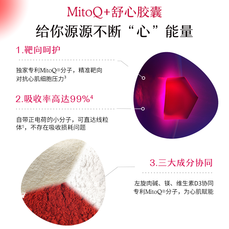MitoQ舒心胶囊Q10心脏心脑血管保健新西兰辅酶ql0常备60粒保健品