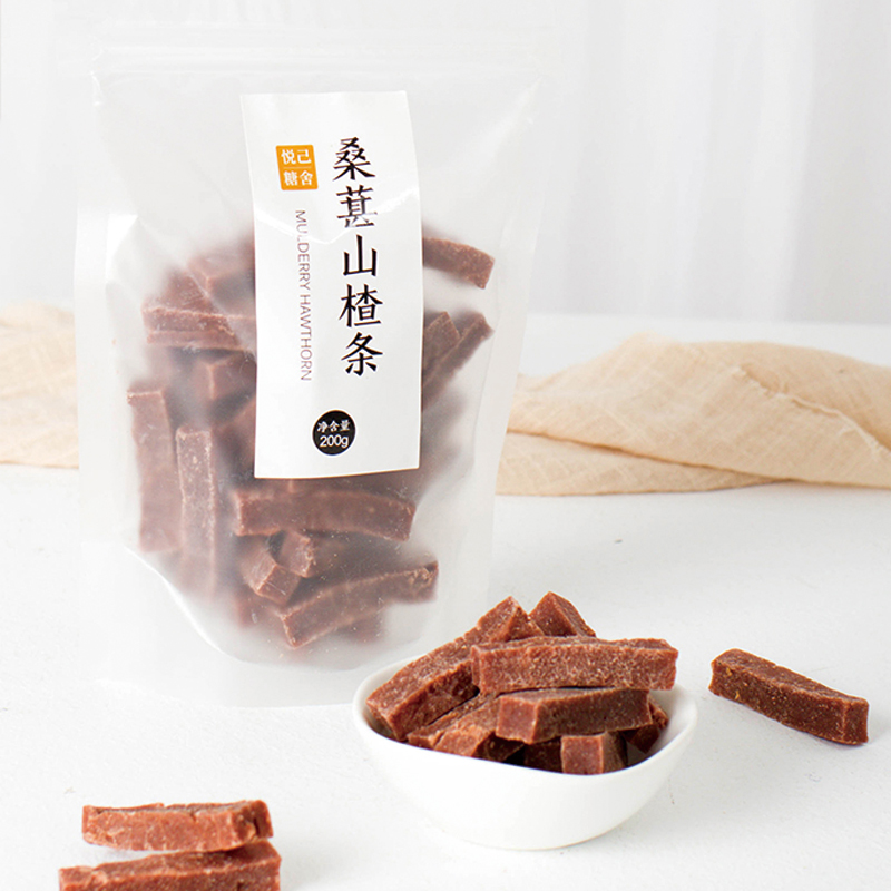 甄伴旗舰店甄伴/桑葚山楂条200g开胃酸甜果糕山楂糕山楂干手工网红休闲零食2
