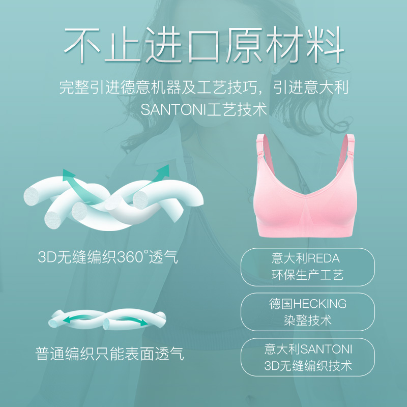多米贝贝艾门专卖店哺乳文胸无钢圈孕妇内衣胸罩怀孕期专用女夏季薄款聚拢喂奶防下垂2
