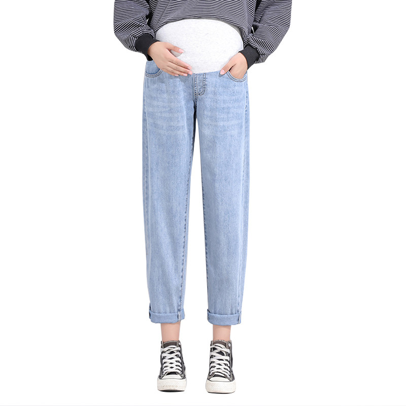 孕妇春秋外穿网红宽松潮妈牛仔裤 佐美涵孕妇打底裤