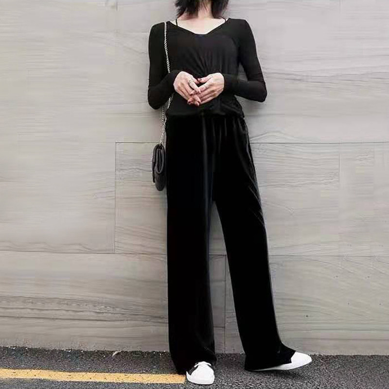 孕妇秋季金丝绒加长外穿潮妈阔腿裤 佐美涵孕妇阔腿裤