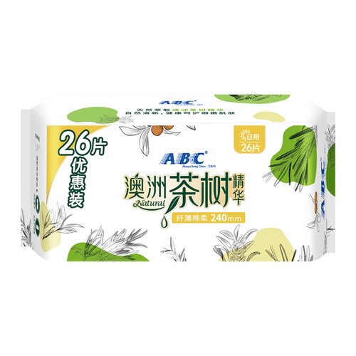 ABC卫生巾日用240mm澳洲茶树精华纤薄棉柔姨妈巾整箱官方正品旗舰 - 图3