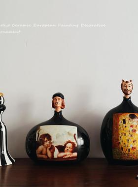 艺术设计，出口欧式名画，创意陶瓷猫叔饰品，文艺覆兴覆古装饰饰