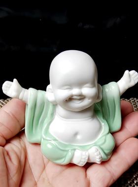 陶瓷弥勒佛大肚小和尚可养茶宠创意精品茶室桌面摆件茶玩茶具摆设
