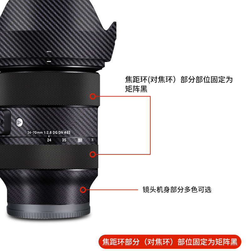 适用24-70F2.8 DG DN镜头保护贴膜2470ART贴纸相机镜头碳纤维全包贴纸3M配件 - 图3