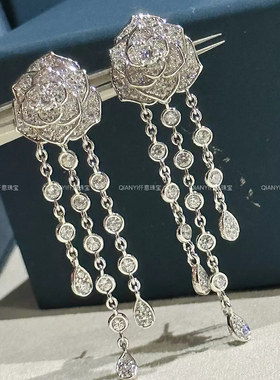 QIANYI仟意珠宝【玫瑰花系列】满钻镶嵌5A高碳钻s925纯银项链