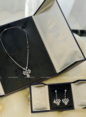 QIANYI仟意【高定系列】s925纯银皇冠水滴钻满钻奢华贵气晚宴项链