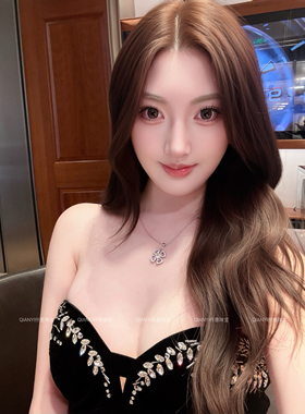 QIANYI仟意【白富美系列】镀18k金咏绽花镂空满钻四叶草名媛项链