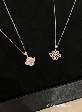 QIANYI仟意珠宝【轻奢系列】经典小扇子进口满钻气质名媛千金项链