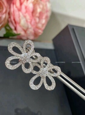 QIANYI仟意珠宝【富贵花系列】白富美千金感贵气镶嵌满钻花朵项链