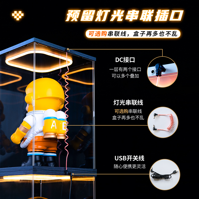 灯光收纳盒高达模型亚克力展示盒手办展示架家用防尘透明盒展示盒 - 图3
