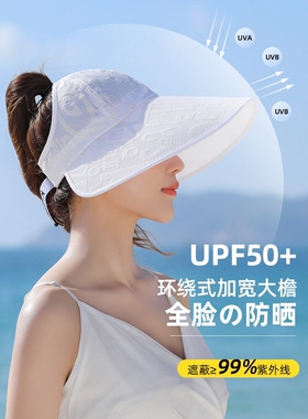夏季空顶防晒帽时尚百搭大檐户外骑车遮阳帽女防紫外线太阳帽新款