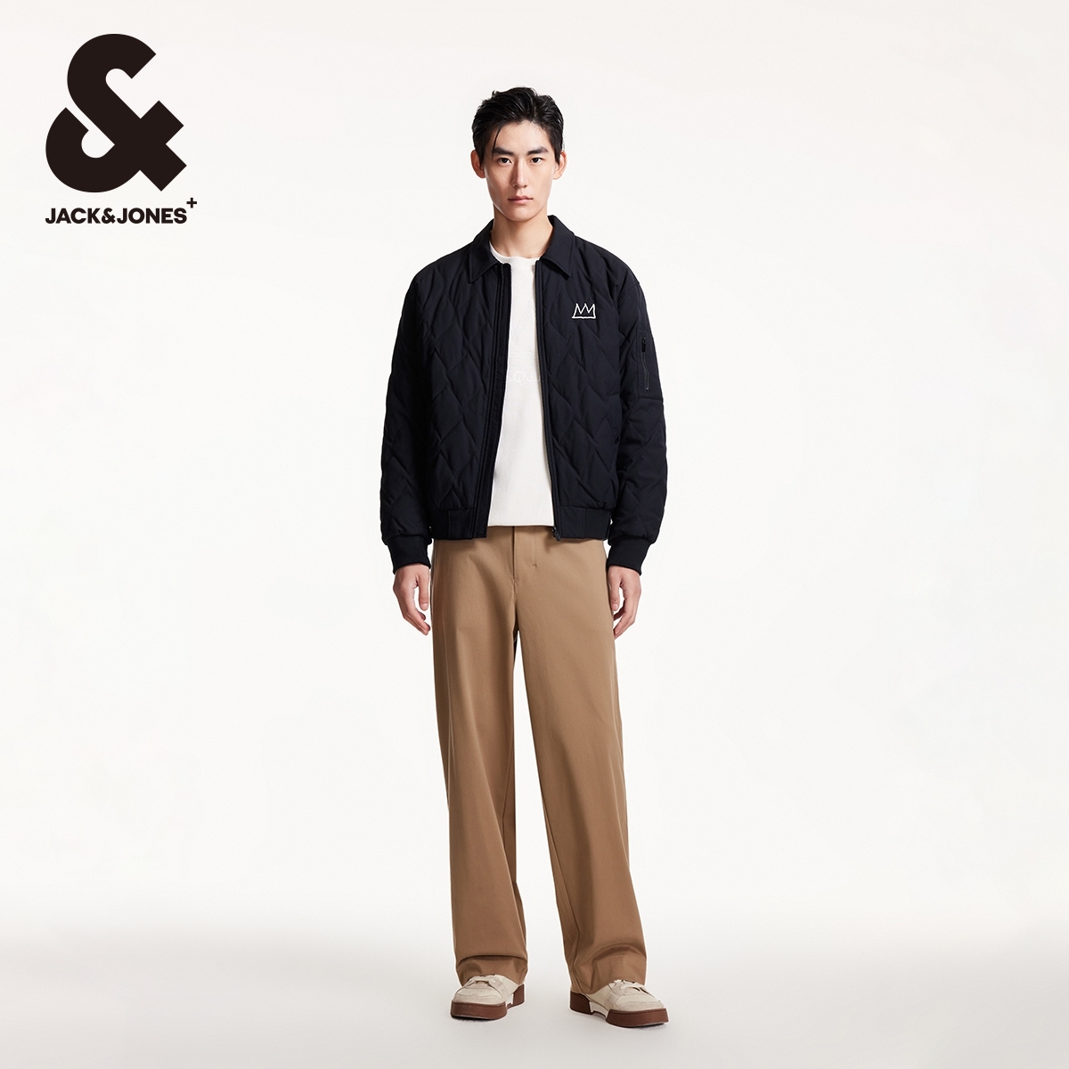 杰克琼斯outletsBSQ联名冬季新款时尚宽松拉链翻领羽绒服外套男装