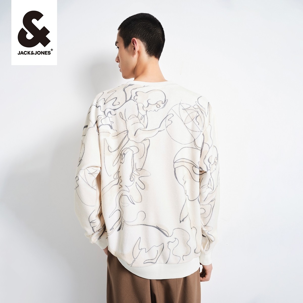 杰克琼斯秋季新款卫衣潮男通勤百搭满印圆领长袖宽松上衣休闲男装,淘宝优惠券,粉丝福利购,淘宝优惠卷