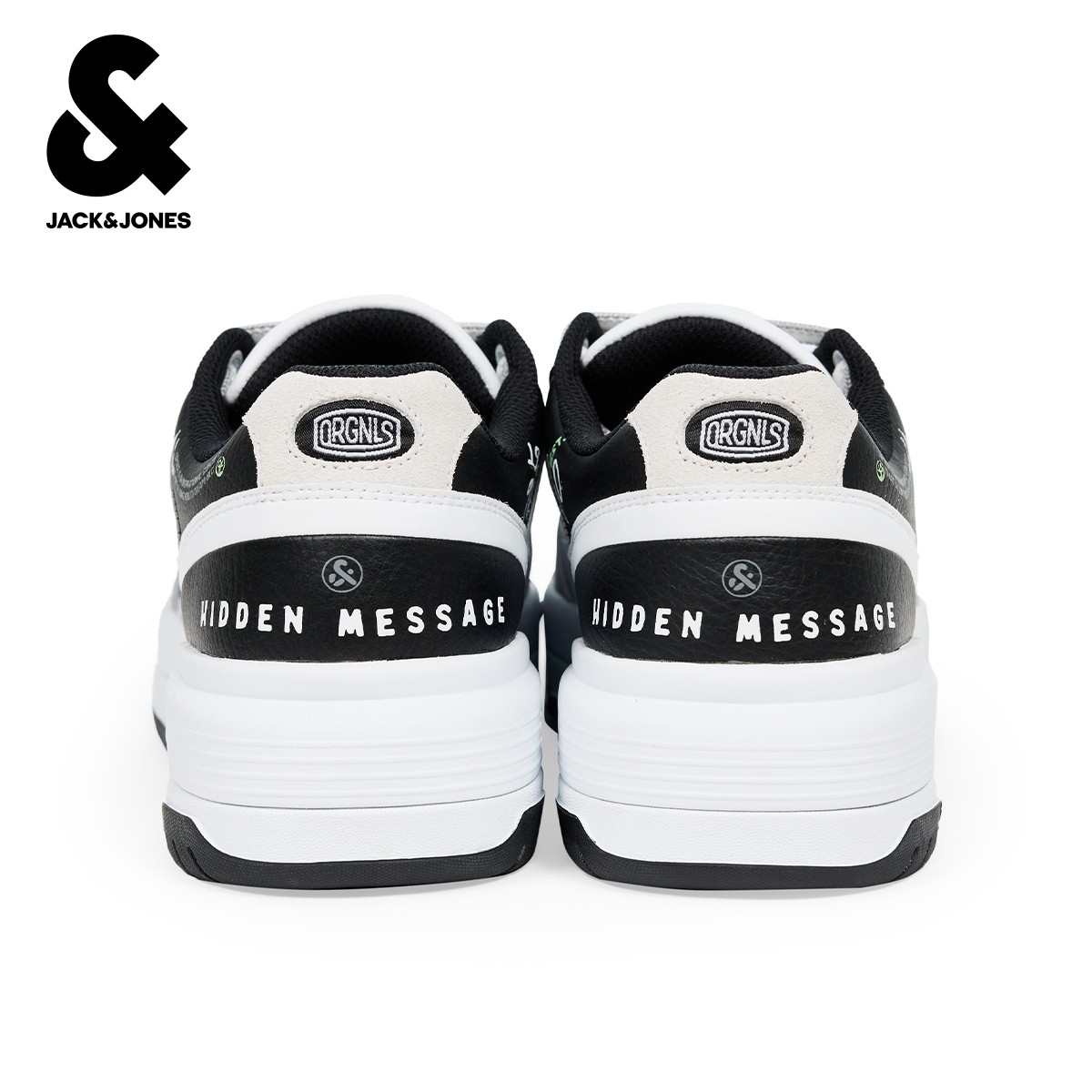 杰克琼斯奥特莱斯男装秋季休闲鞋透气孔黑白撞色字母图案日常鞋子,淘宝优惠券,粉丝福利购,淘宝优惠卷