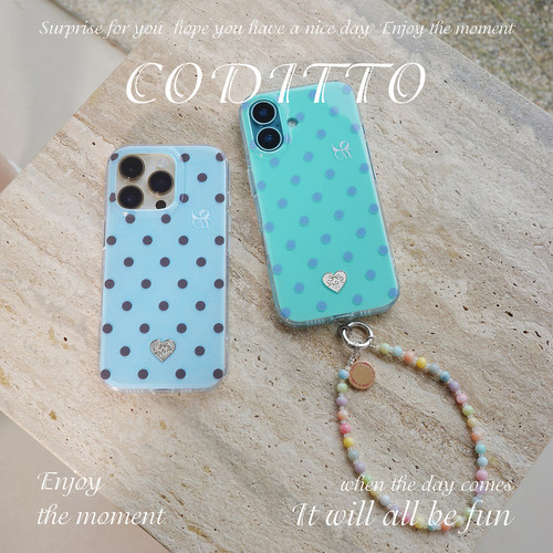 coditto波点海盐奶冻双层印花适用iPhone16promax手机壳夏日苹果16pro15promax保护套创意新款15pro14promax-图1