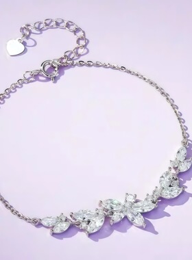 S999足银紫藤花手链轻奢小众高级