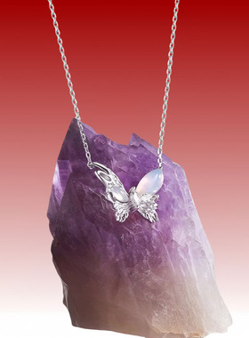 S925纯银月光蝴蝶玉髓戒指小众不