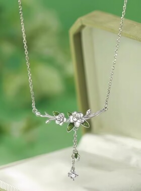S999足银茉莉花项链轻奢小众高级