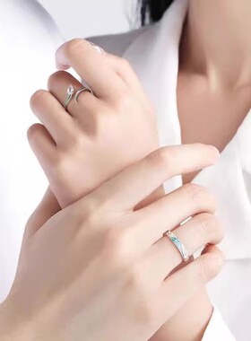 冰屿灵蛇情侣戒指S925纯银女小众
