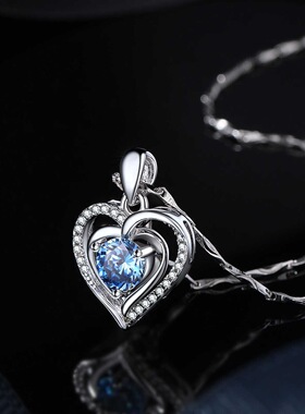 S999足银海洋之心项链遇见心动锁