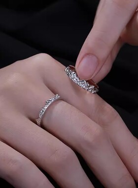 S999足银契合情侣戒指男女一对小