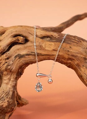 999纯银爆款蓝色水滴可调节抽拉