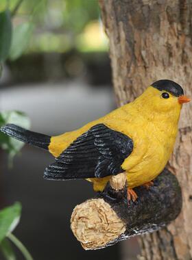 庭院花园布局假鸟人造鸟饰品庭院动物树挂田园风格装饰挂件