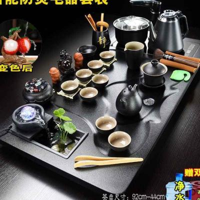 茶具套装家用办公整套四合一茶盘海玻璃紫砂茶壶杯一体全自动