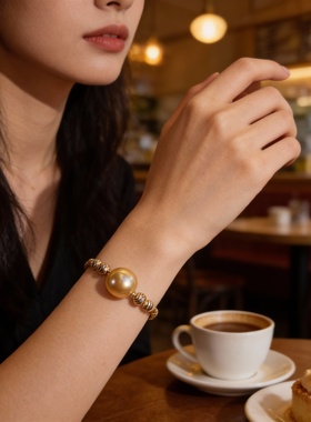 南洋招财转运金珠珍珠手链女款轻奢小众复古