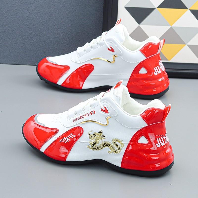 高档男鞋真皮运动鞋男款休闲男潮鞋2025新款软底老爹鞋皮面旅游鞋 - 图2