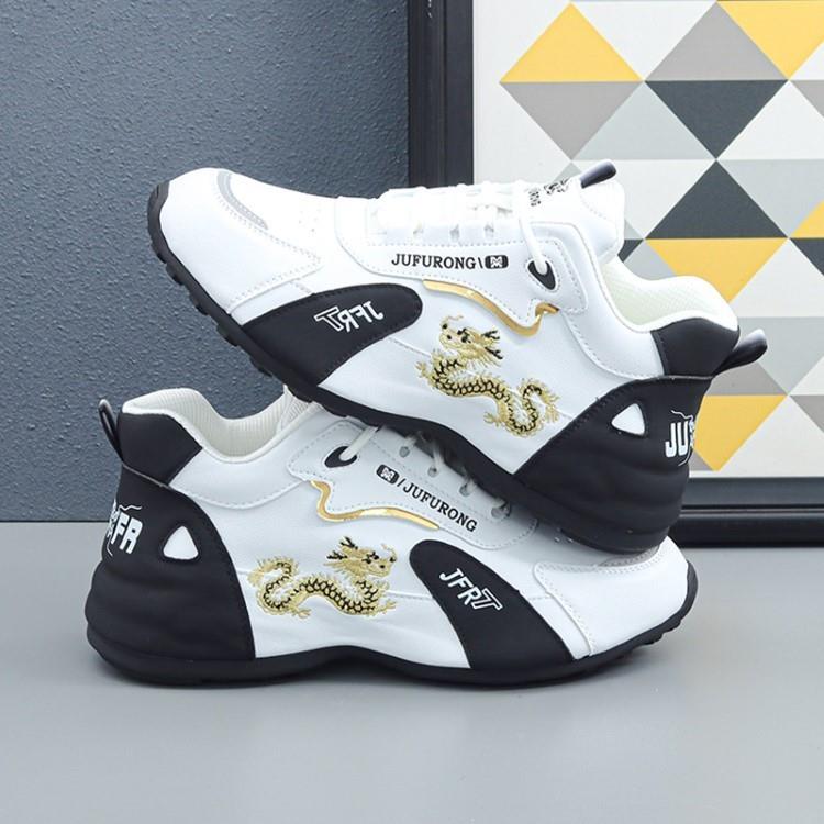 高档男鞋真皮运动鞋男款休闲男潮鞋2025新款软底老爹鞋皮面旅游鞋 - 图3