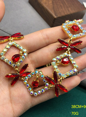 设计重工轻奢满钻中国红马眼宝石