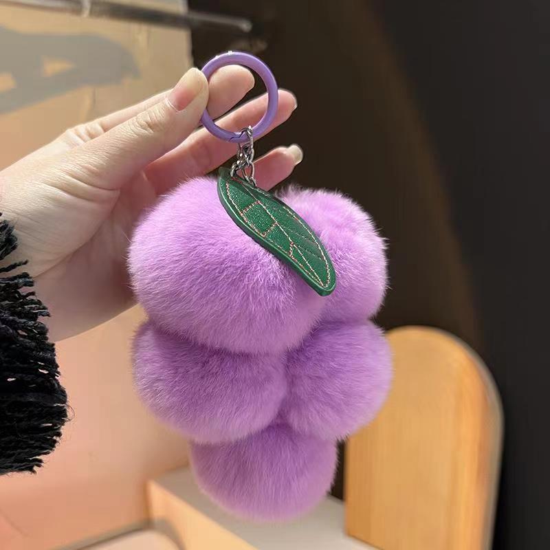 Cute Grape Imitation Rex Rabbit Fur Bag Hanging Net