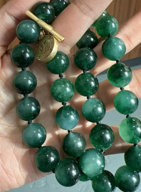夏季简约百搭铜开关绿玛瑙串珠短