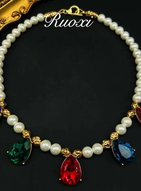 若曦vintage莱茵石玻璃水晶复古