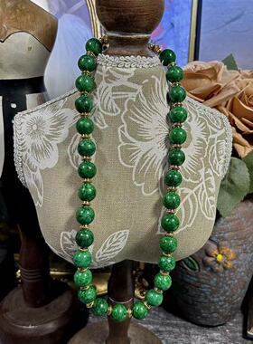 天然石圆珠链新中式复古干青项链