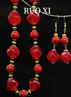 若曦vintage复古宫廷风南国红螺