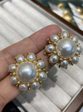 繁花双叶子珍珠经典饰品vintage